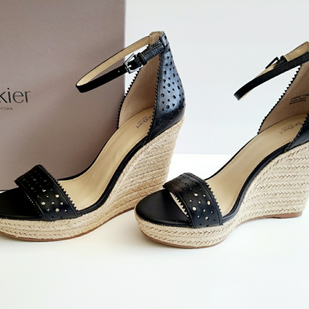 Black wedge Espadrille sandals.